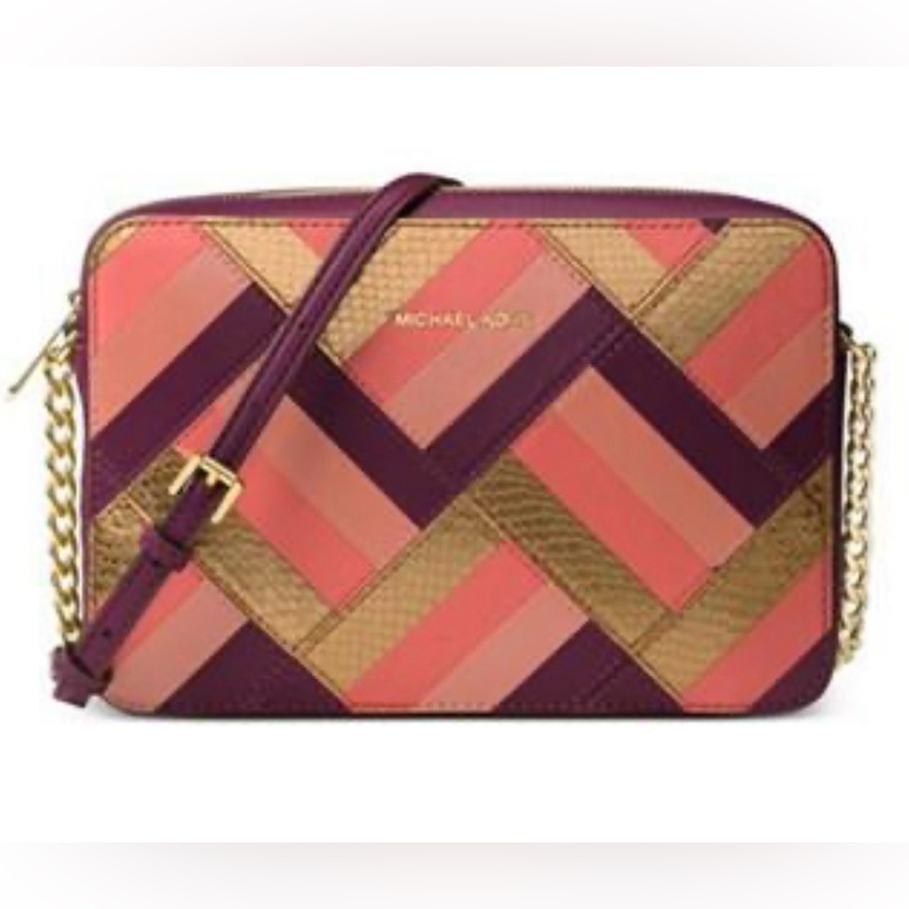 Michael Kors Chevron Marquetry Jet Set Crossbody EUC